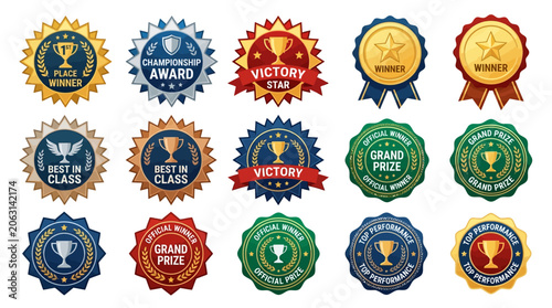 FIFA Worldcup 2026 Award badges, victory labels, prize seals, 16 graphic elements isolated on White Background eps