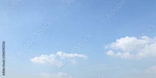 Cloudscape, Timelapse of Bright Blue Sky with Soft White Clouds and Copy Space for Background and Banner Design