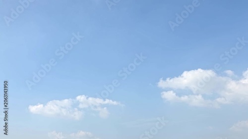 Cloudscape, Timelapse of Bright Blue Sky with Soft White Clouds and Copy Space for Background and Banner Design