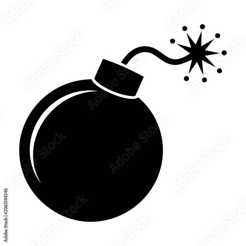Fotografía Explosive bomb vector icon with burning fuse for danger warning and hazard illus