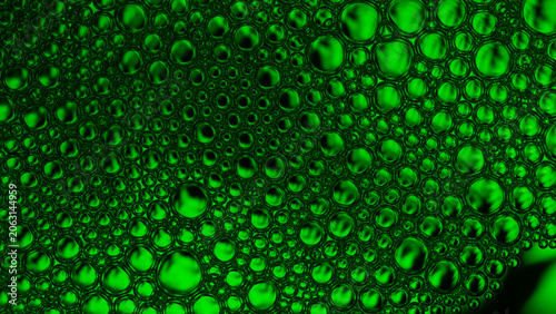 Green liquid bubbles forming an abstract pattern texture
