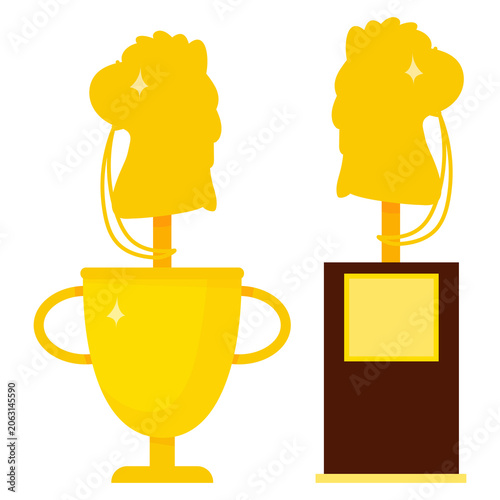 Set of Two Golden Trophy Cups for Hobby Horsing