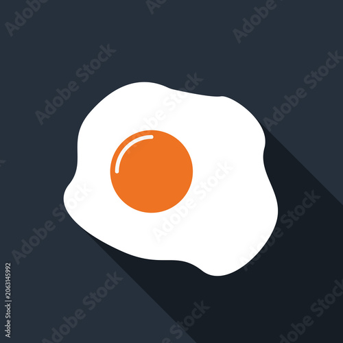 Fried egg flat icon, breakfast sunny side up vector illustration