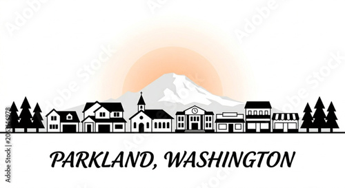 Vászonkép Parkland Skyline Silhouette — A Pacific Northwest Suburban Washington Community