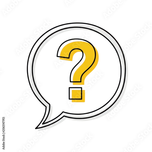 Yellow question mark inside a speech bubble icon