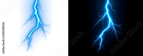 Photos Lightning striking blue electric discharge effect for storm scenes and visual ov