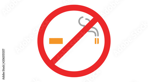 Prohibition traffic sign showing crossed cigarette indicating no smoking zone