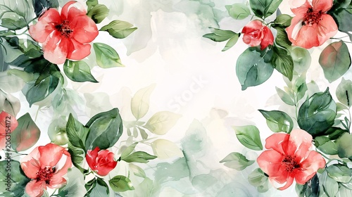 Elegant watercolor frame with a botanical border, ideal for invitations or decorative purposes