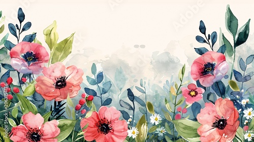 Elegant watercolor frame with a botanical border, ideal for invitations or decorative purposes