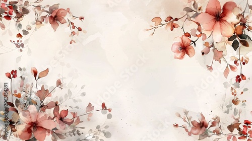 Soft-hued watercolor template with a detailed botanical border, perfect for framing quotes or special messages.