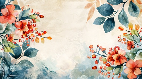Elegant watercolor frame with a botanical border, ideal for invitations or decorative purposes