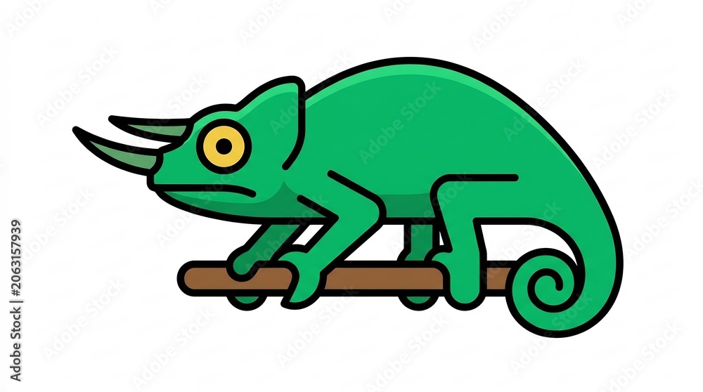 Obraz premium Chameleon horned lizard perched on a brown tree branch