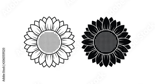Black and white sunflower vector illustration