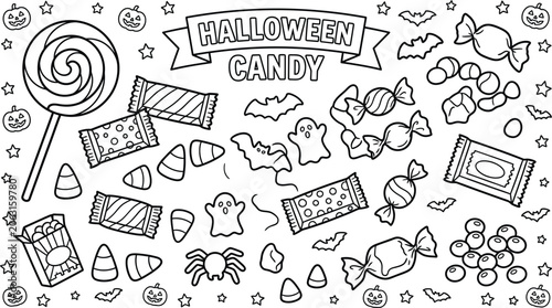 Halloween candy coloring page fun spooky treats for kids and adults to color