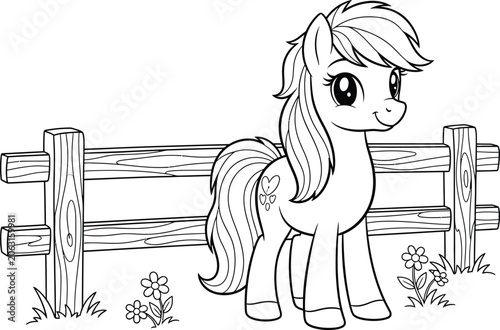 Принти на полотні Applejack pony coloring page farm animal illustration for kids and toddlers