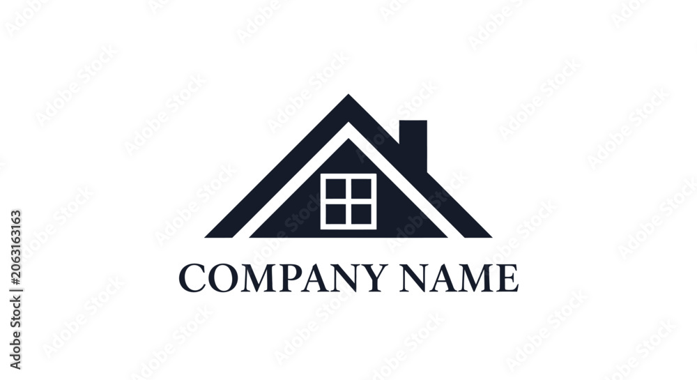 Fototapeta premium Sleek and professional house roof icon design, perfect for real estate, construction, and home service branding, symbolizing shelter, property, and secure living