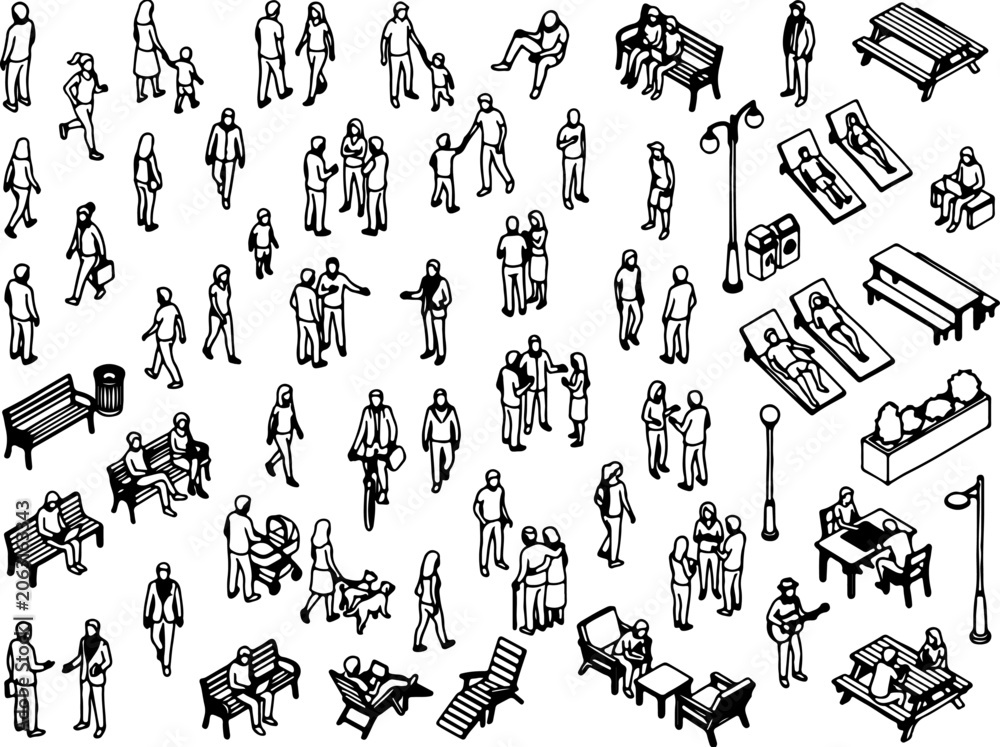 Obraz premium Minimal Top View People Collection for Landscape Plans