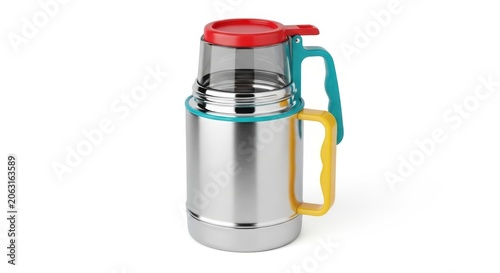 Colorful Modern Insulated Thermos Flask with Infuser and Handles for Hot or Cold Beverages