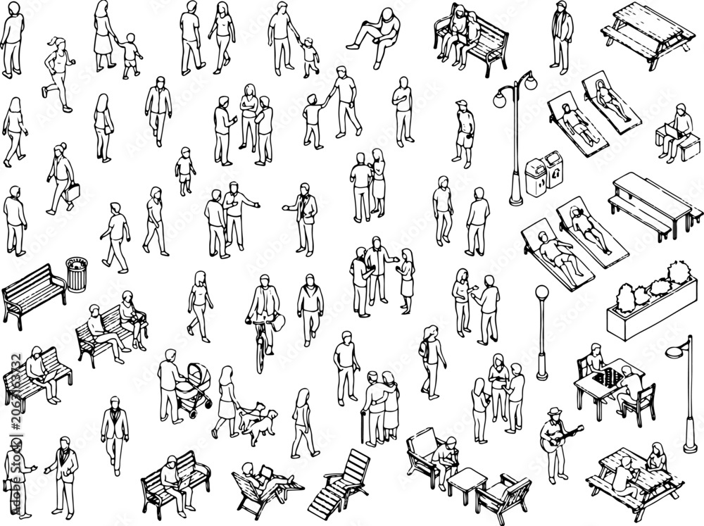 Obraz premium Top View People Vector Set for Architectural Plans