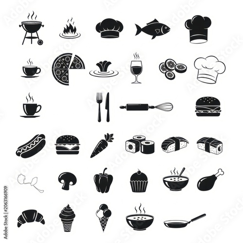 A collection of vintage and antique kitchen and dining utensils and tools isolated on transparent background