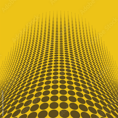 Retro Halftone Dot Wave T-Shirt Design – Yellow Optical Illusion Abstract Pattern