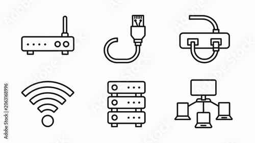 Photos Network Technology Icons: Router, WiFi, Server, Computer Network