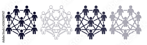 Tableau sur toile Network of Connected People Icons Vector Set