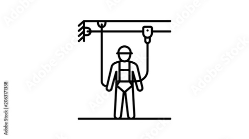 Worker Safety Harness Icon: Fall Protection System for High-Altitude Construction