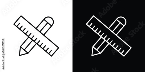 Schilderij op canvas Pencil and ruler icon in vector. Logotype icons