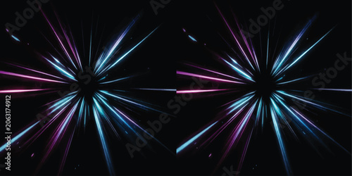 Tableau sur toile Dual side by side abstract background with hyperspace warp effect hyperspace abs