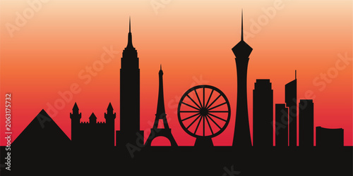 Photography Las Vegas Cityscape Outline Vector in Modern Style
