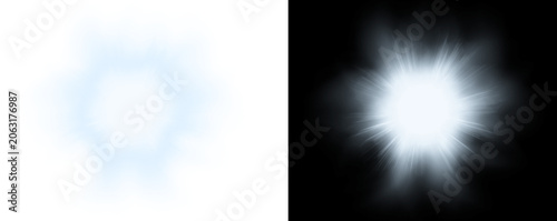 Fotografie Glowing light burst on black and transparent backgrounds for design elements