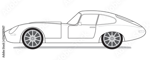 Silhouette of a sports car. Coloring book for adult car lovers. Vector illustration