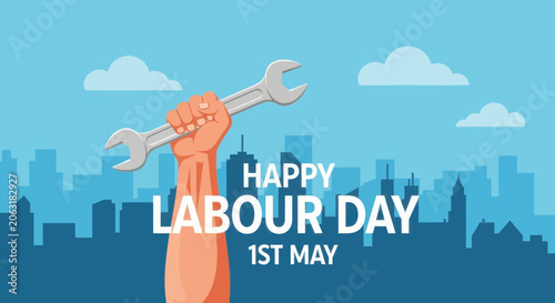 Happy labour day 1st may celebration graphic