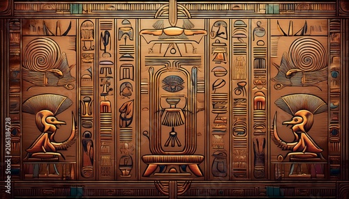 ancient egyptian hieroglyphs on ancient background created with generative ai