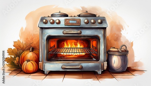 oven isolated on white created with generative ai