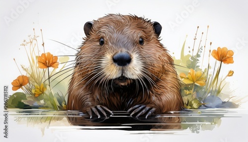 eurasian beaver isolated on white created with generative ai