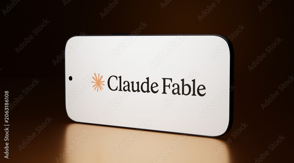 Naklejka premium Claude Fable Logo on White Smartphone, Anthropic AI Storytelling App