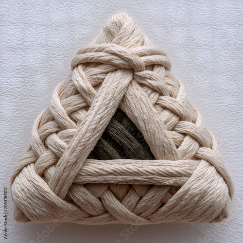 Dragon Boat Festival String Wrapped Zongzi Sculpture Minimal Poster, Diagonal Grid Cotton Rope Dumpling On White, Geometric 3D Still Life, Material For Premium Snack Gift Brand