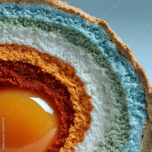 Dragon Boat Festival Salted Egg Cut Color Block Minimal Poster, Full Frame White Albumen Orange Yolk Green Ring, Abstract Color Still Life, Visual Material For Catering Snack Gift Creation