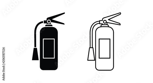 Bild auf Leinwand Fire Extinguisher Line Art And Silhouette firefighting