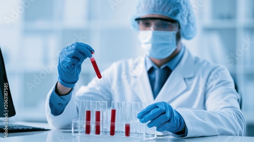 Medical scientist examining test results, epidemic monitoring and prevention concept 