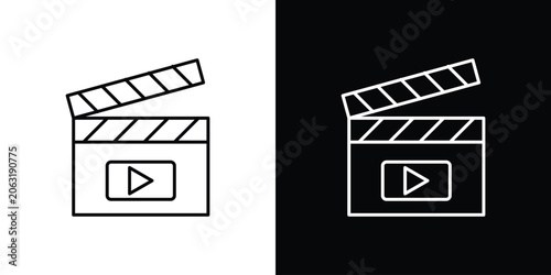 Fényképezés Film clapperboard icon symbol black illustration set