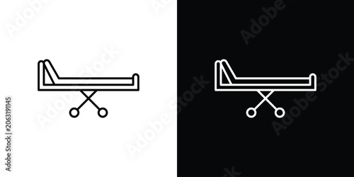 Hospital bed icon symbol black illustration set. line and flat designs