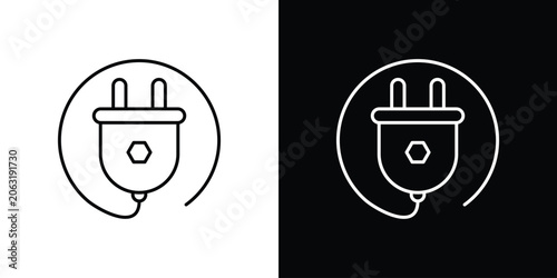 Fotografie Plug icon symbol black illustration set. line and flat designs
