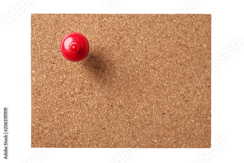 Square cork board texture tile pinned with a red pushpin solated isolated on transparent background, Clipart png