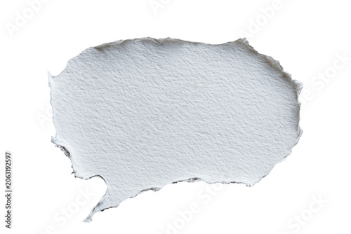 Blank white watercolor paper thought bubble with torn rough edges isolated on transparent background, Clipart png