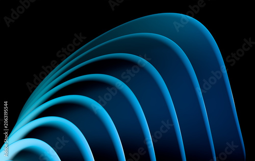 Futuristic 3D Render of Layered Neon Cyan Ellipse Rings with Gradient Glow on Dark Black Backdrop