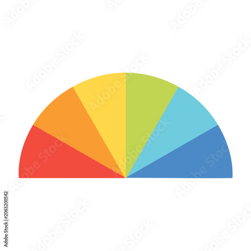 Flat design color wheel icon with six segments