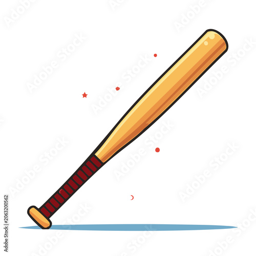 Flat design illustration of a wooden baseball bat